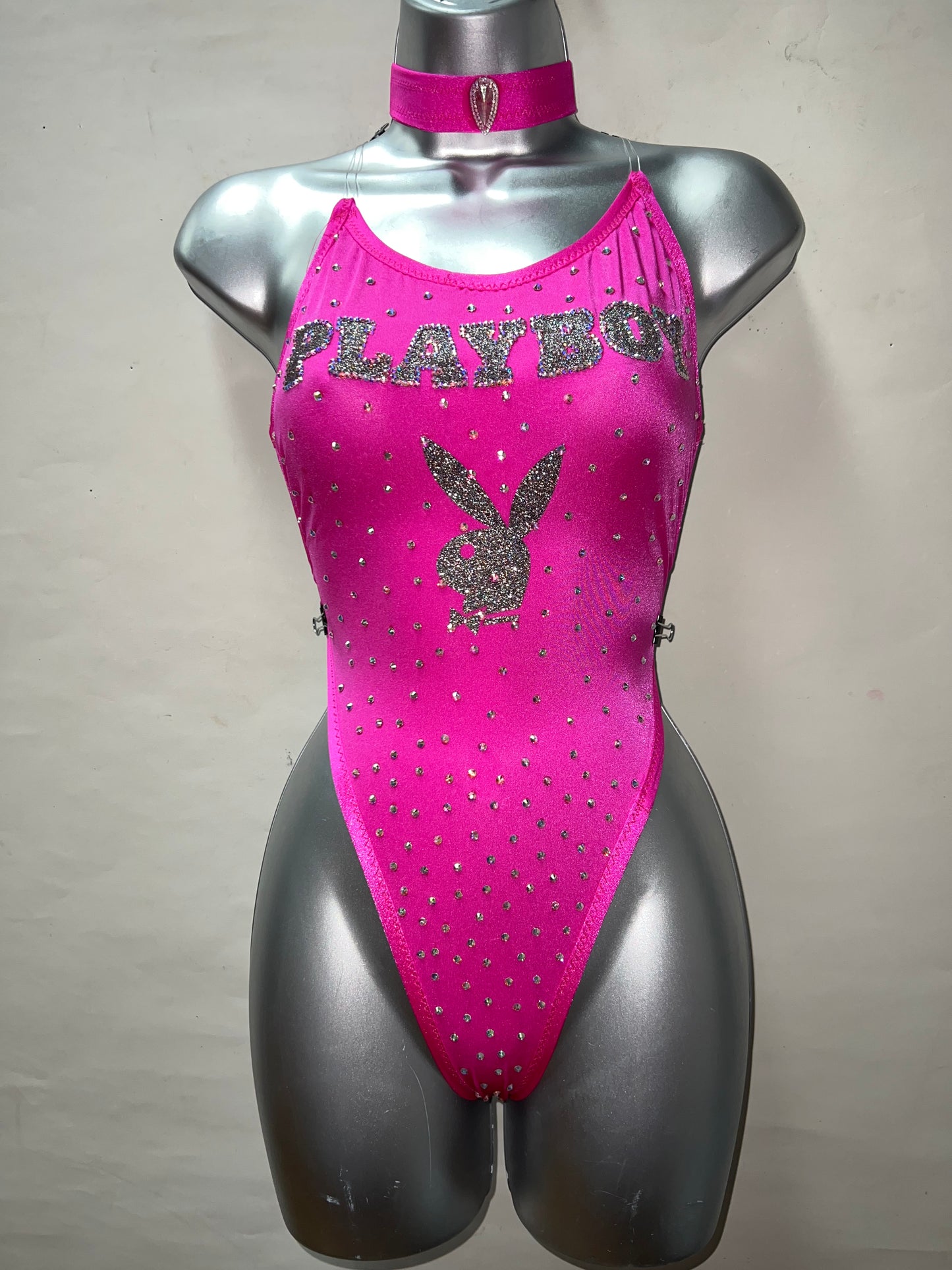 One Piece Hot Pink Rhinestone Set