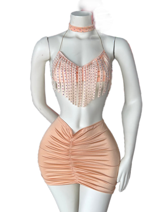 Two Piece Fringe Skirt Set