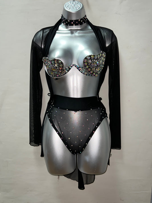 Short Black Tuxedo Robe