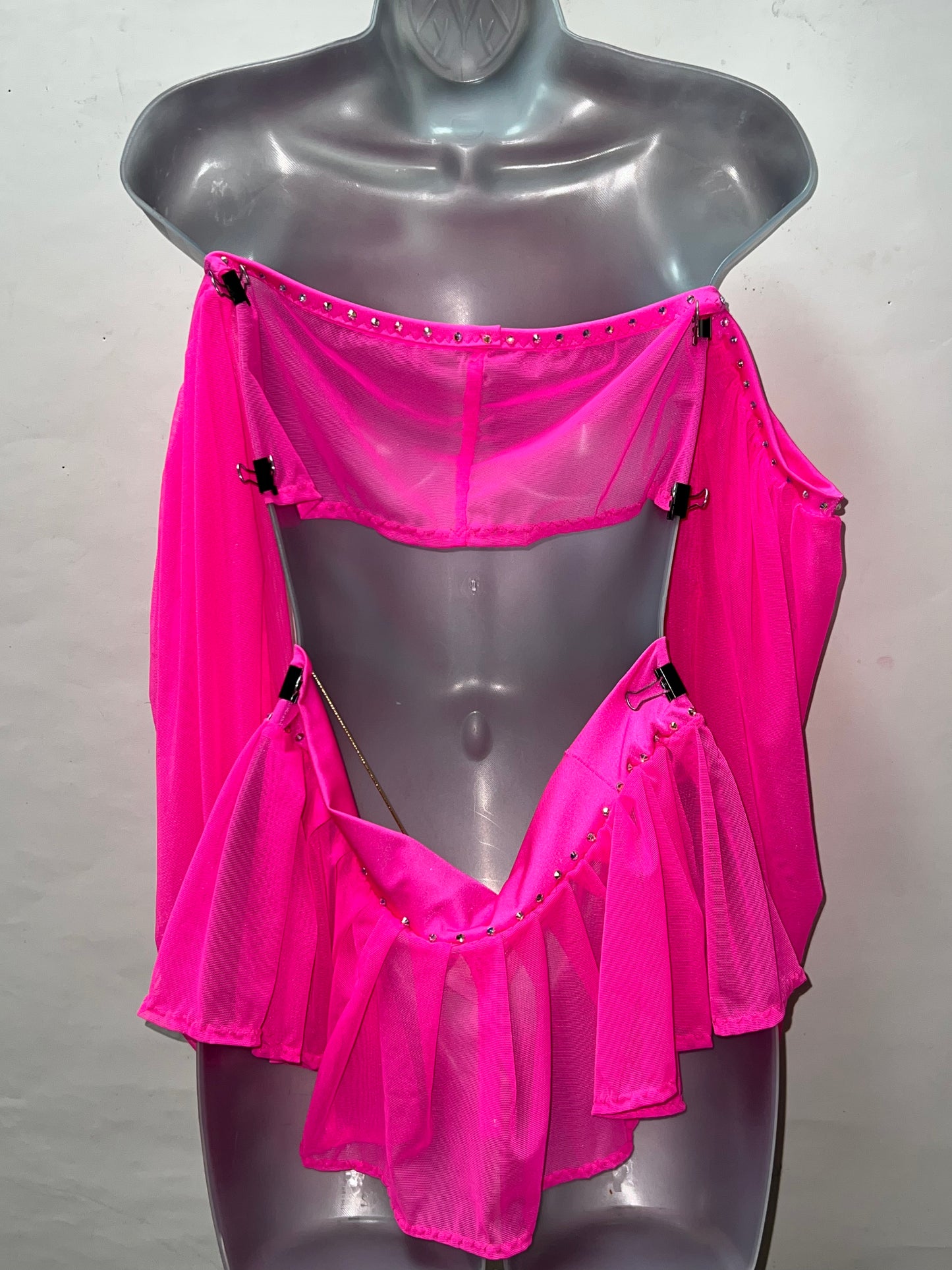 Three Piece Hot Pink Skirt Set