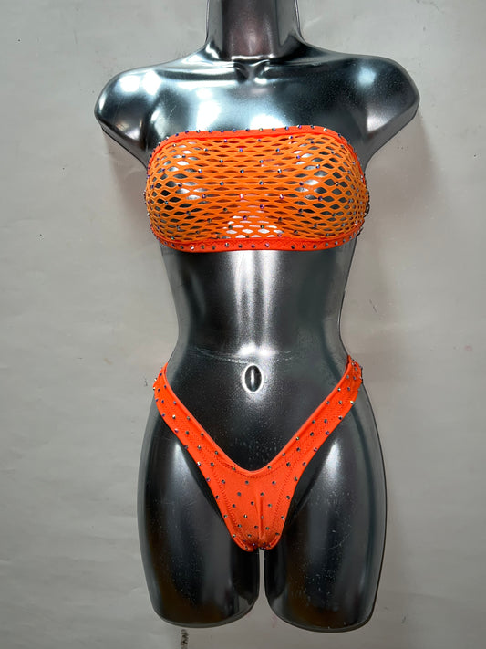 Two Piece Orange Net Set