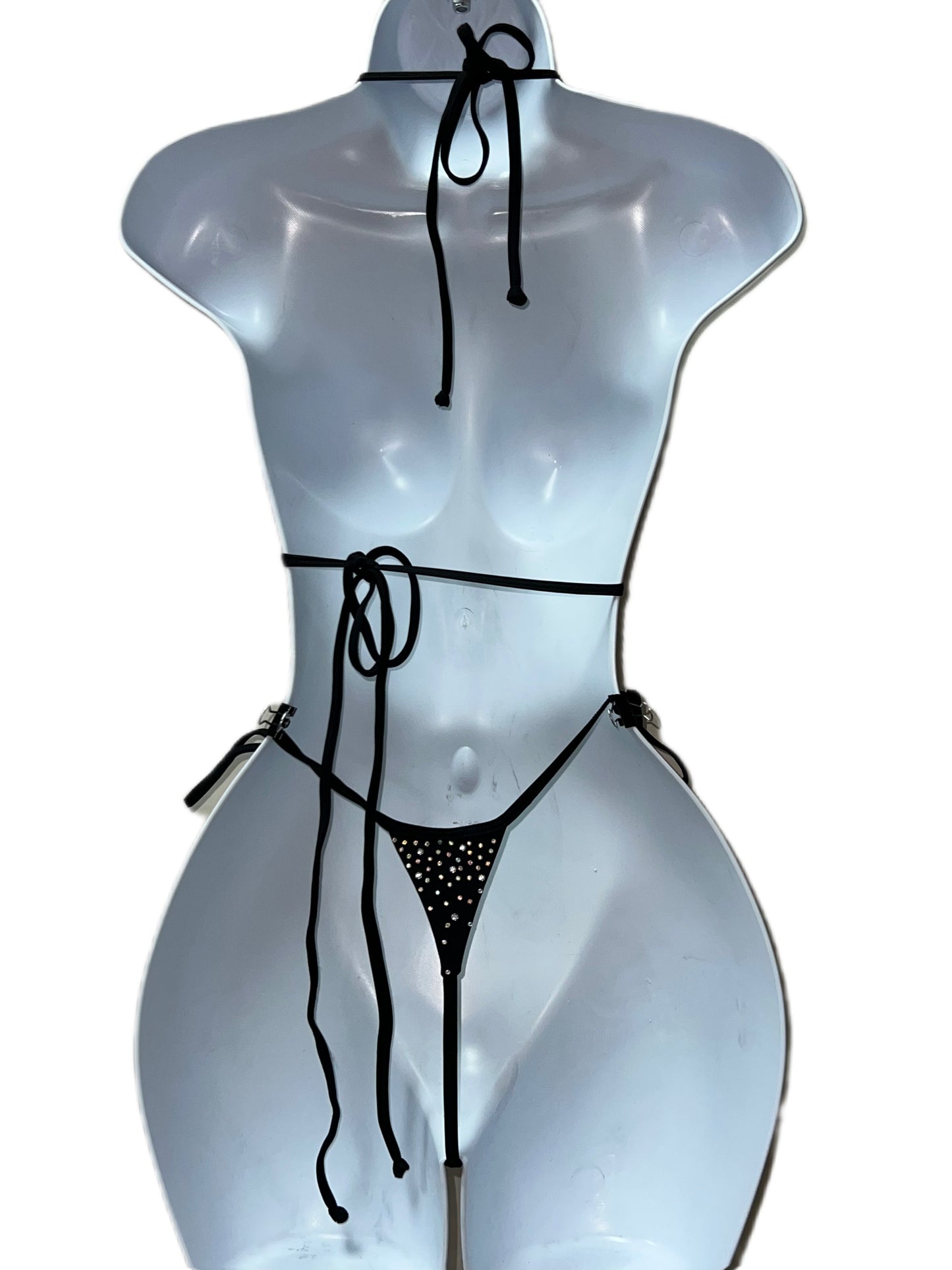 BLACK RHINESTONE TWO PIECE