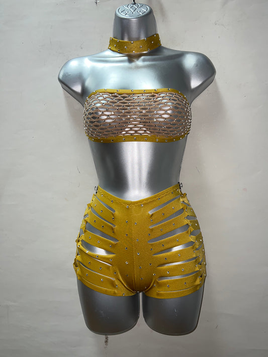 Three Piece Slit Short Set