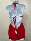 Rhinestone Red Cowl Neck Dress