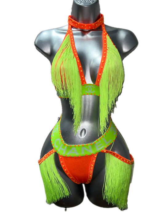 Two Piece Neon Fringe Set