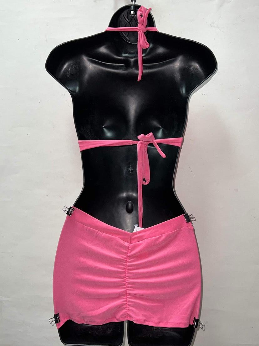 PINK DRESS WITH RHINSTONES