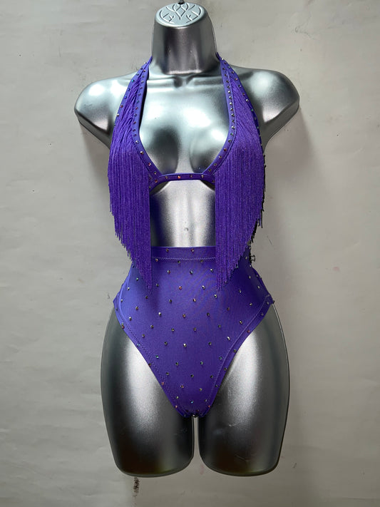 Two Piece Lavender Fringe Set