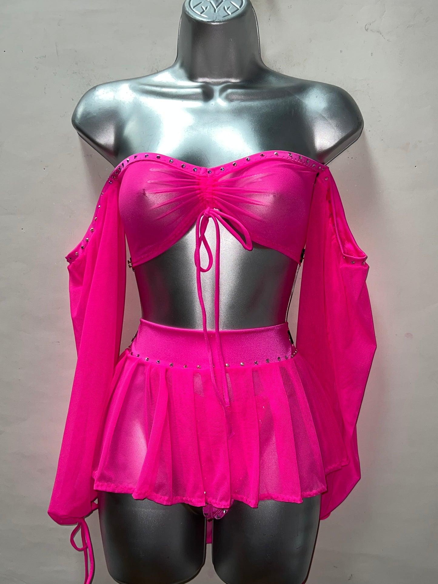 Three Piece Hot Pink Skirt Set