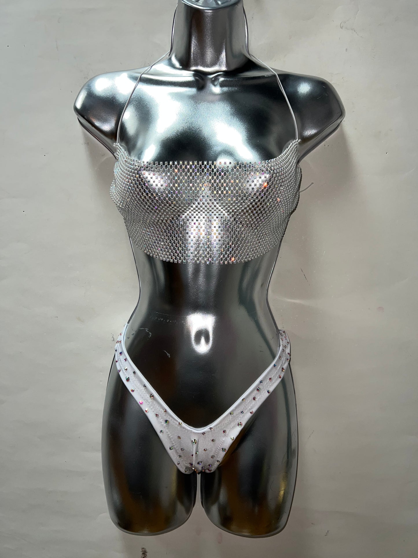 Two Piece White Thong Short Set