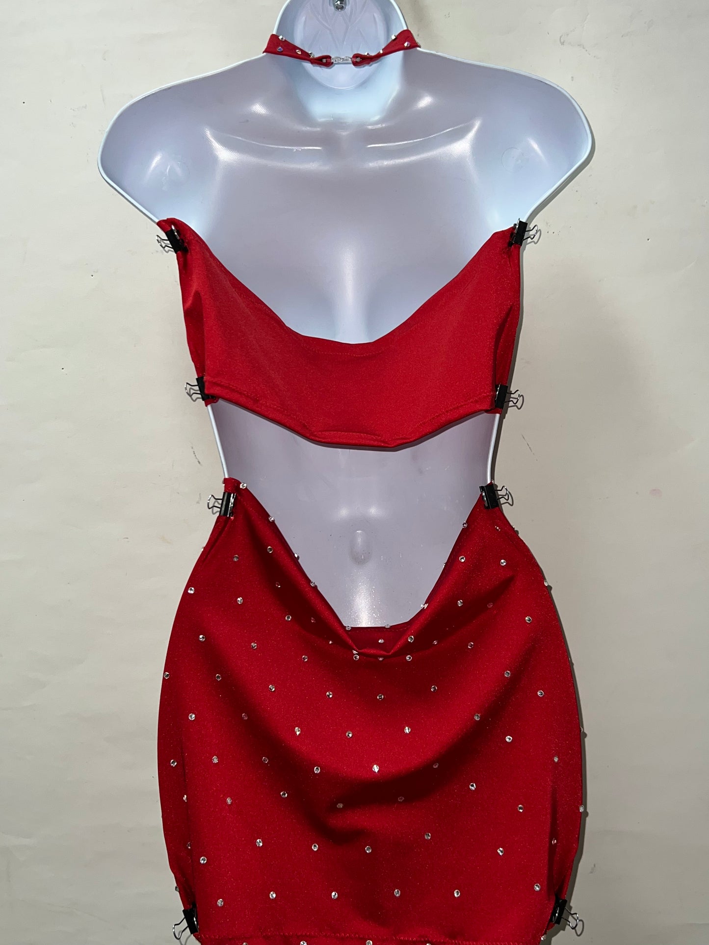 Three Piece Red Skirt Set