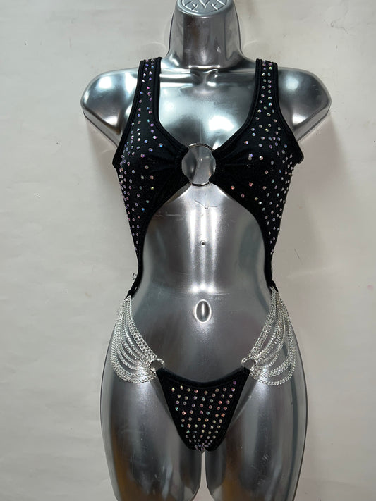 Rhinestone one Piece Ensemble