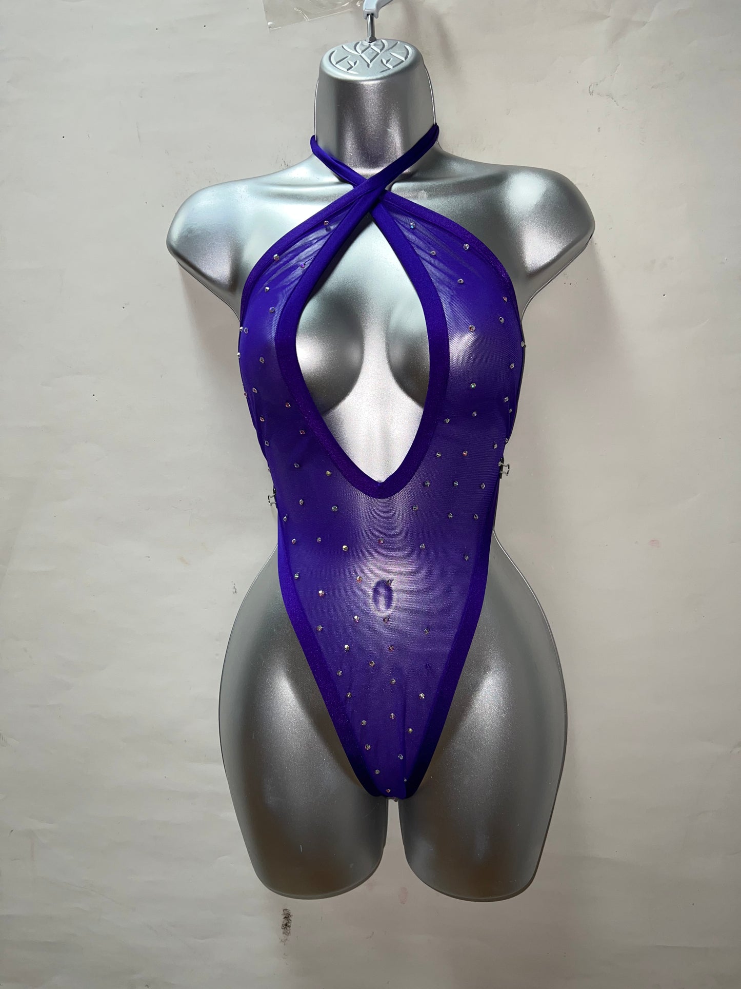 One Piece Keyhole Rhinestone Ensemble
