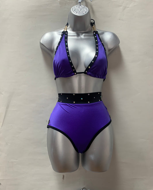 Two Piece Triangle Top Full Bottoms Set