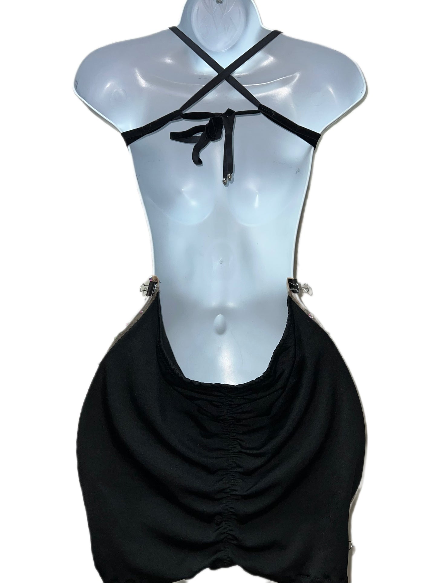 Two Piece Rhinestone Bra Skirt Set