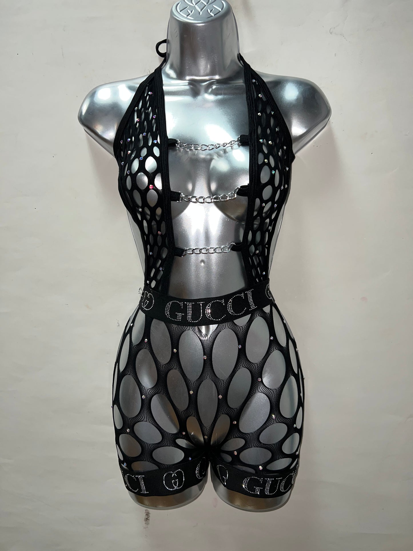 One Piece Chained Booty Short Set