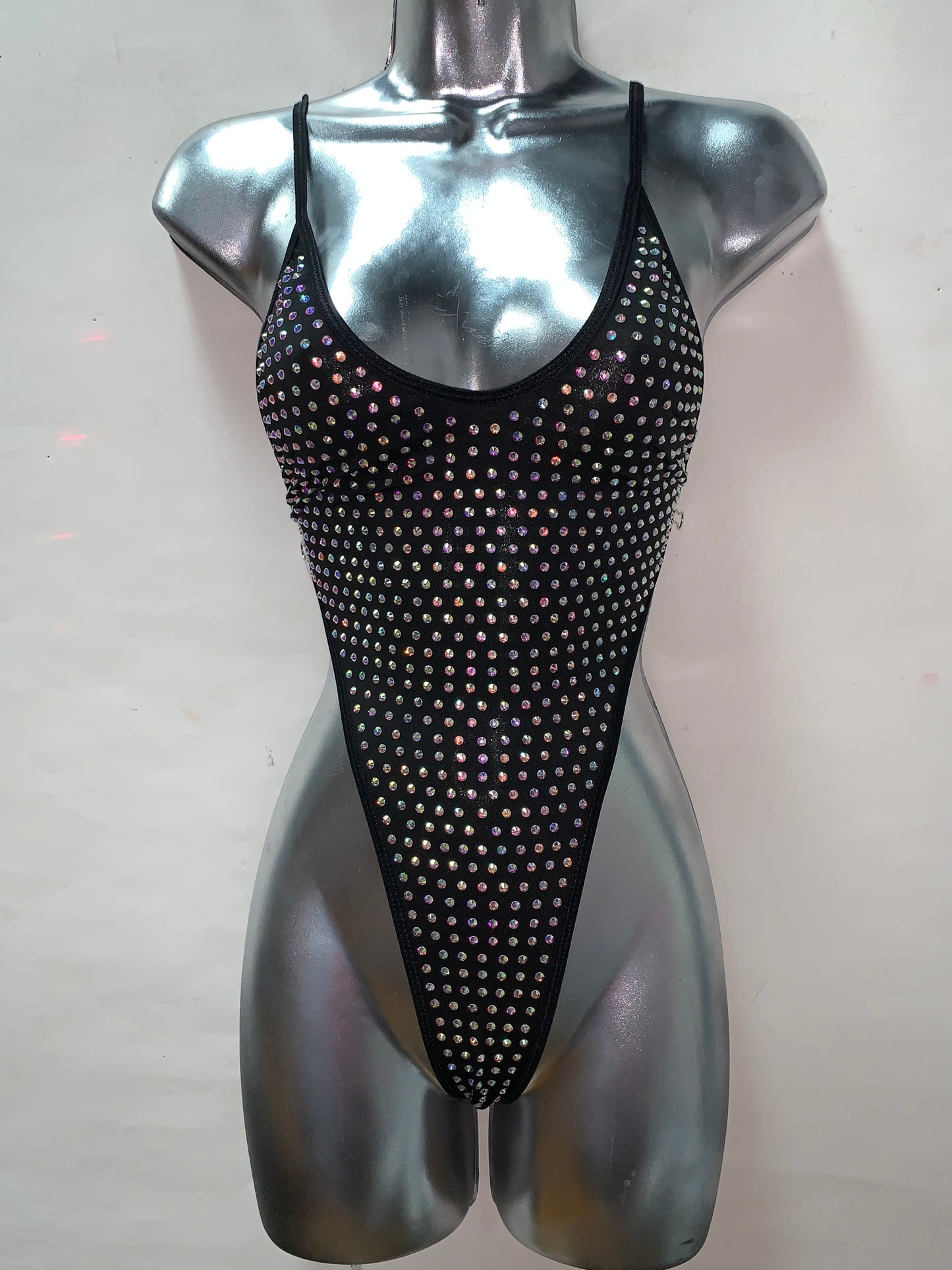 BLACK RHINESTONE BODYSUIT