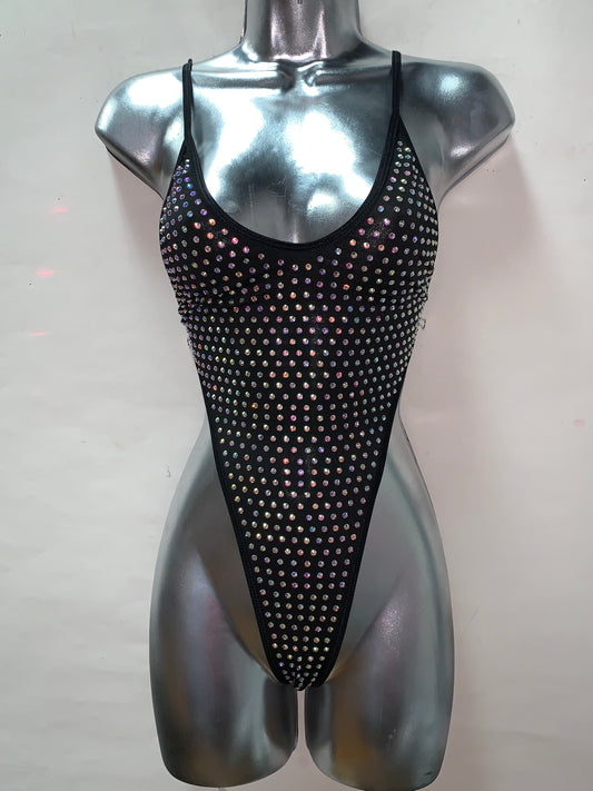 BLACK RHINESTONE BODYSUIT