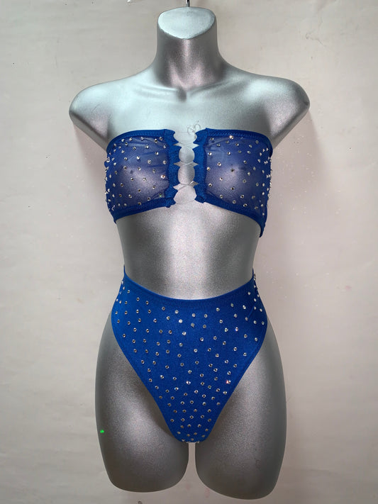 BLUE TWO PIECE WITH RHINESTONES