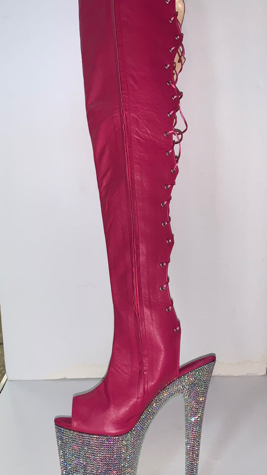 Custom Thigh Rhinestone Boots