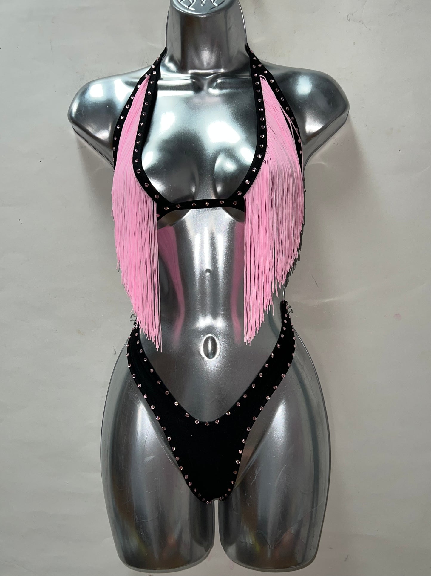 Two Piece Pink Fringe Set