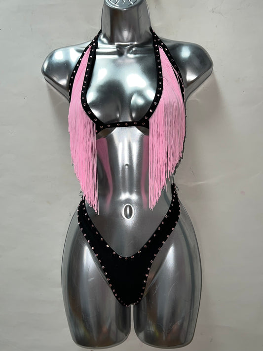 Two Piece Pink Fringe Set