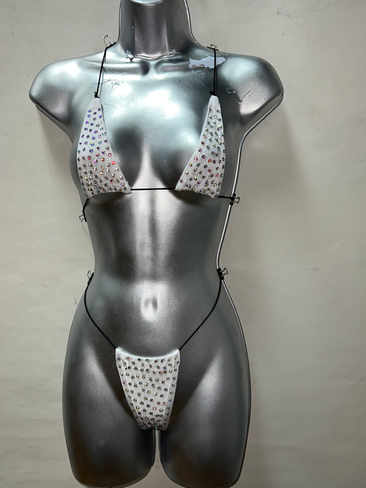 Two Piece White Rhinestone Set