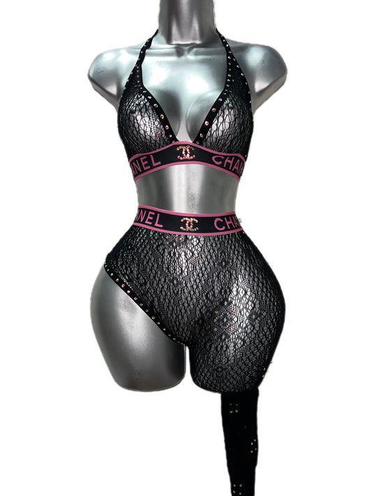 PINK AND BLACK TWO PIECE SET