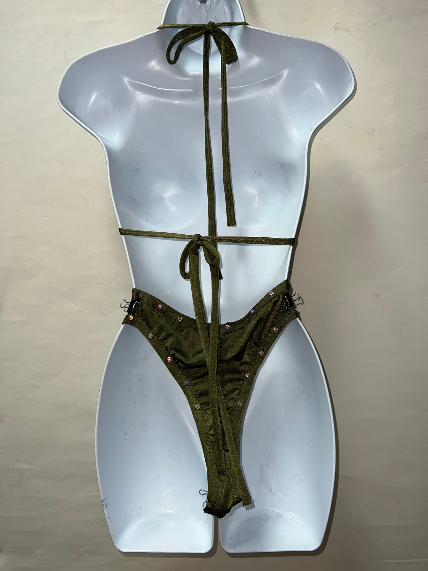 Two Piece Green Fringe High Waist Set