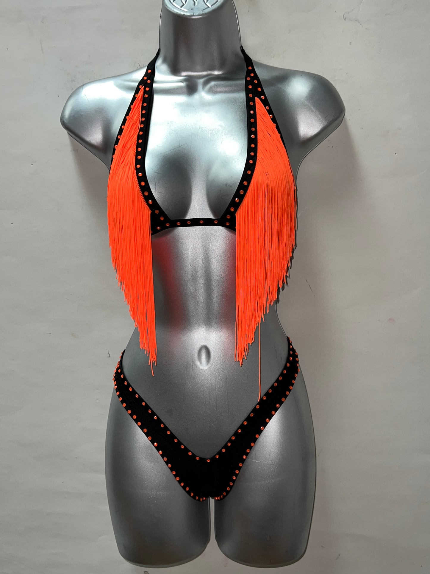 Two Piece Orange Fringe Set