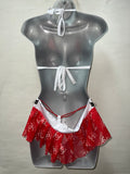 Three Piece Red n White Skirt Set