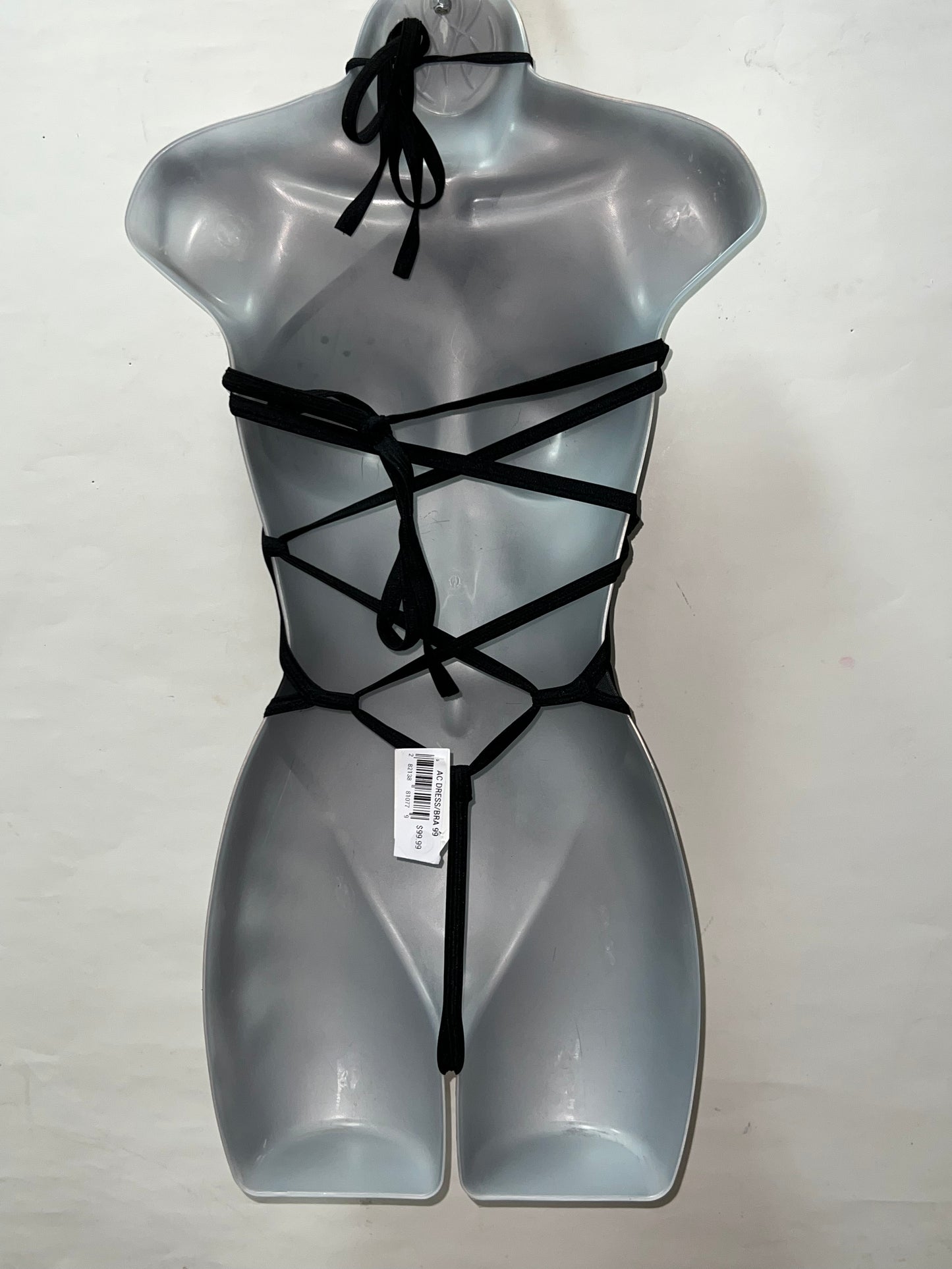 One Piece Black Rhinestone Mesh Ensemble