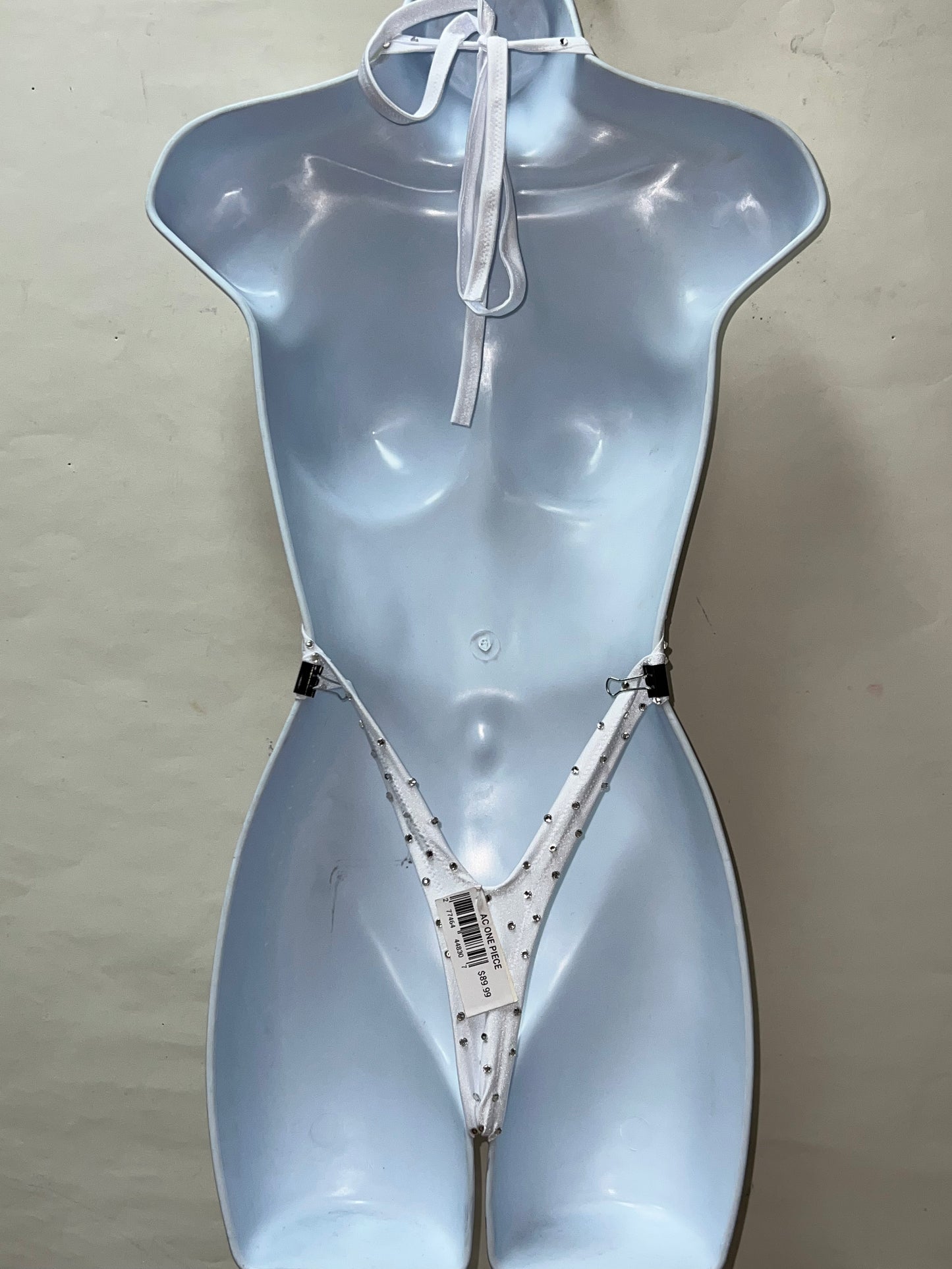 One Piece Rhinestone White Ensemble