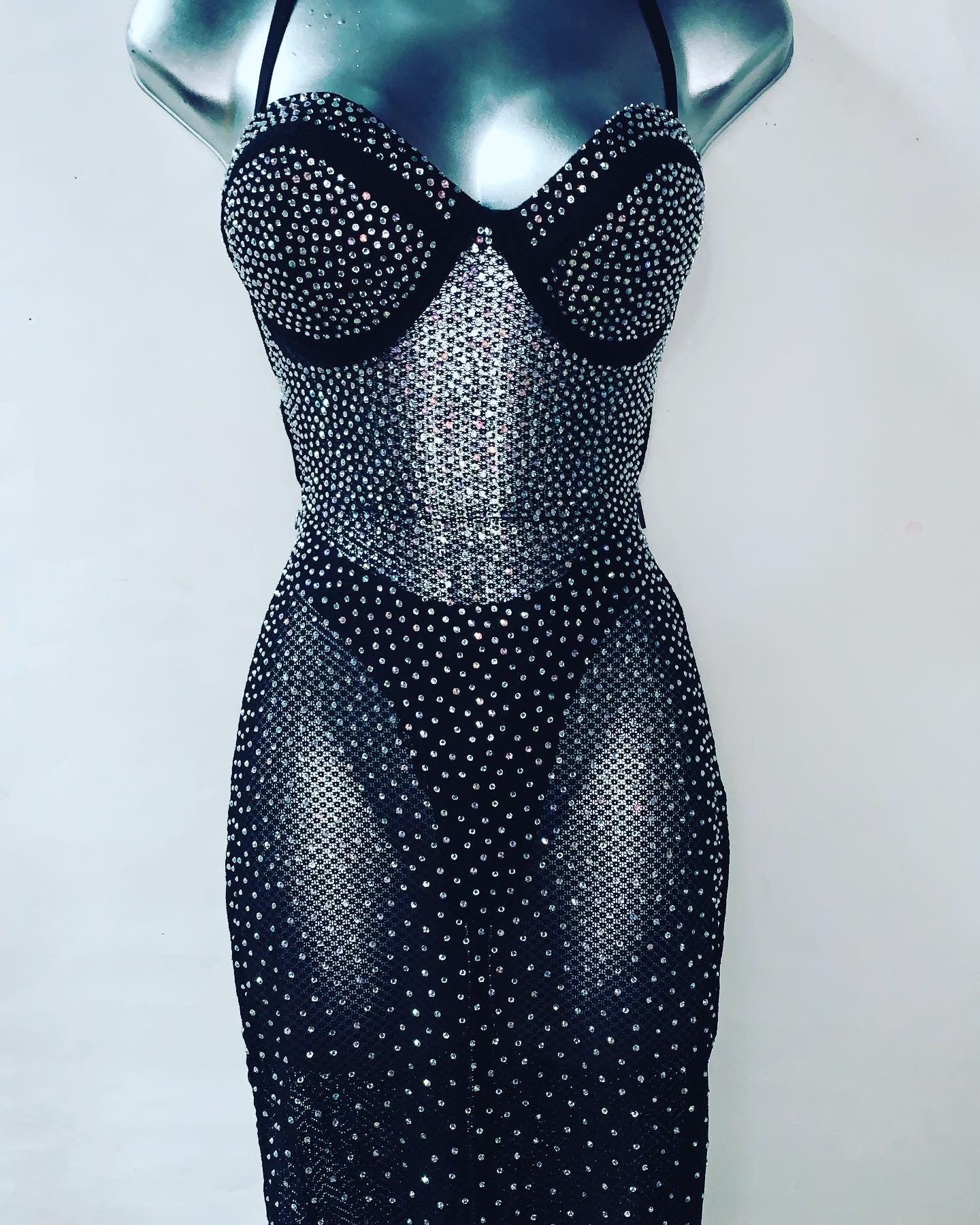 Rhinestone Mesh Dress