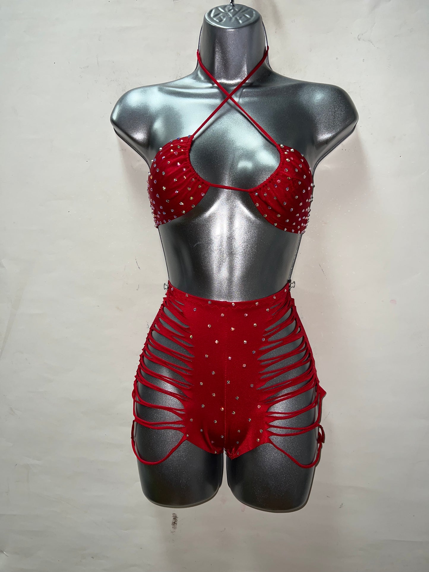 Two Piece High Waist Slit Short Set