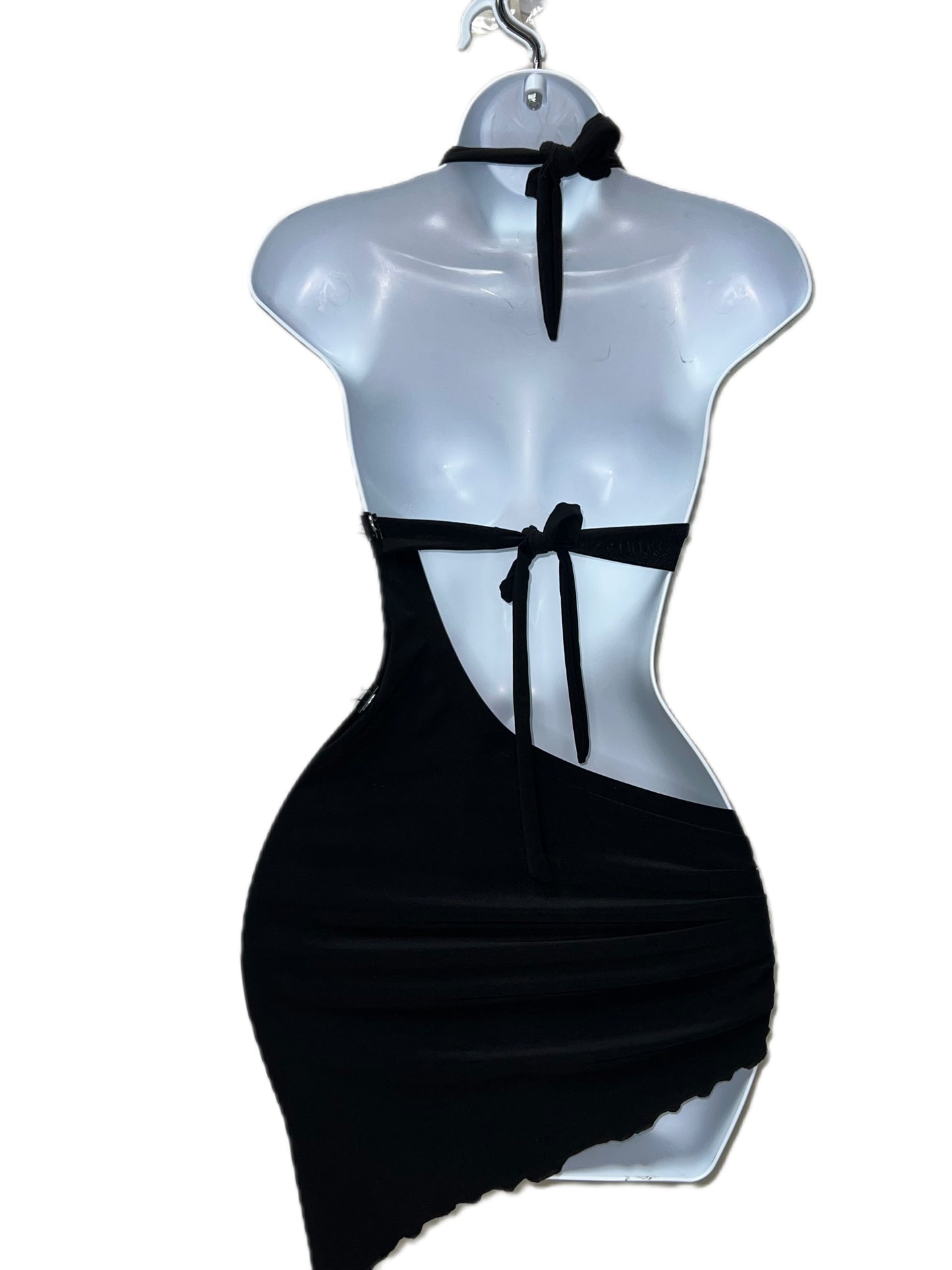 Black Rhinestone Slant Dress