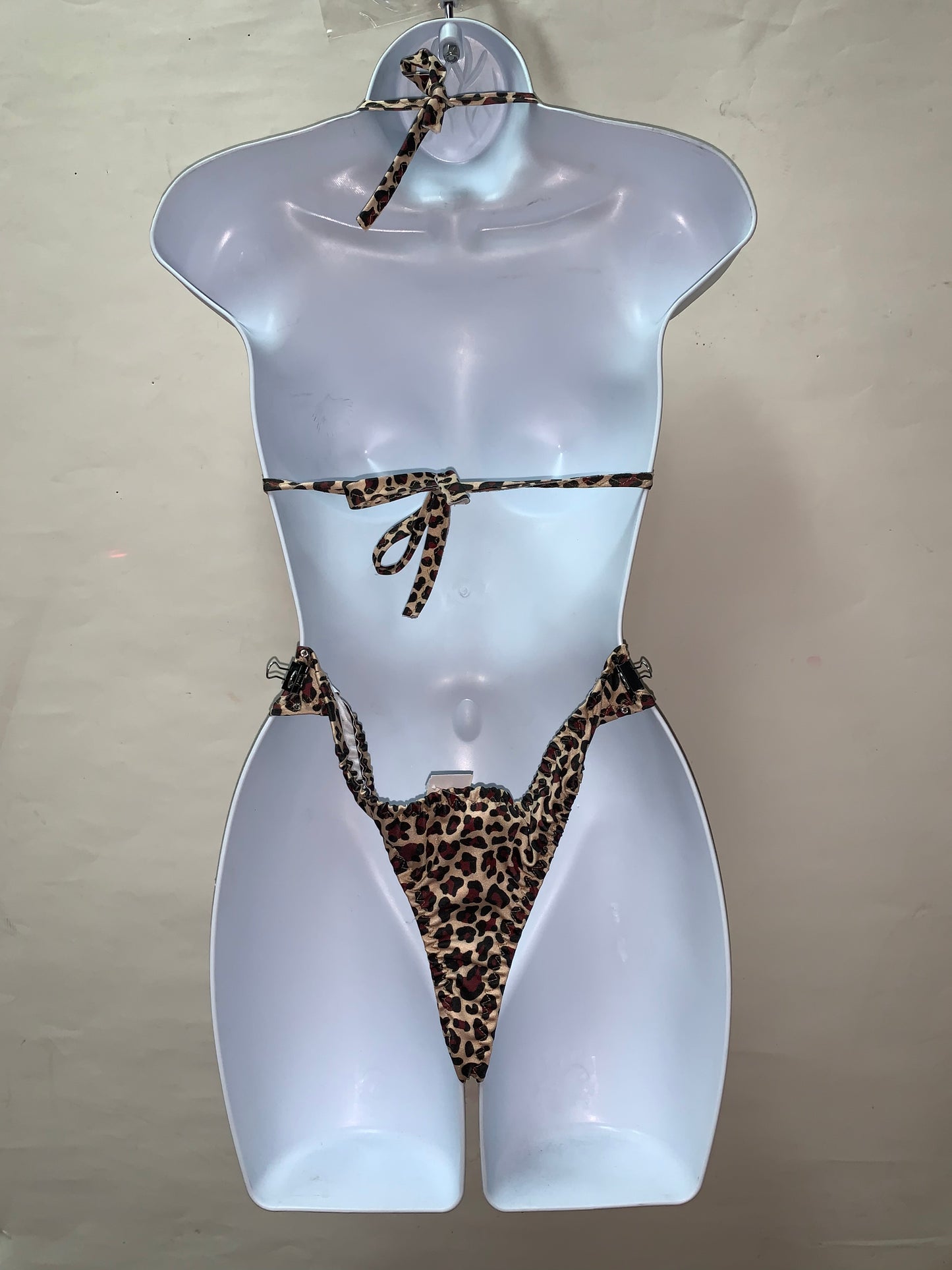 CHEETAH PRINT RHINESTONE FRINGE 2 PC