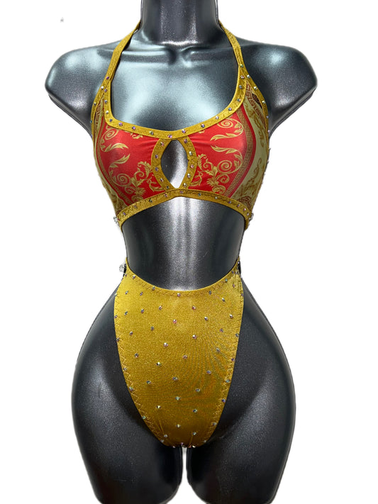 YELLOW AND ORANGE TWO PIECE