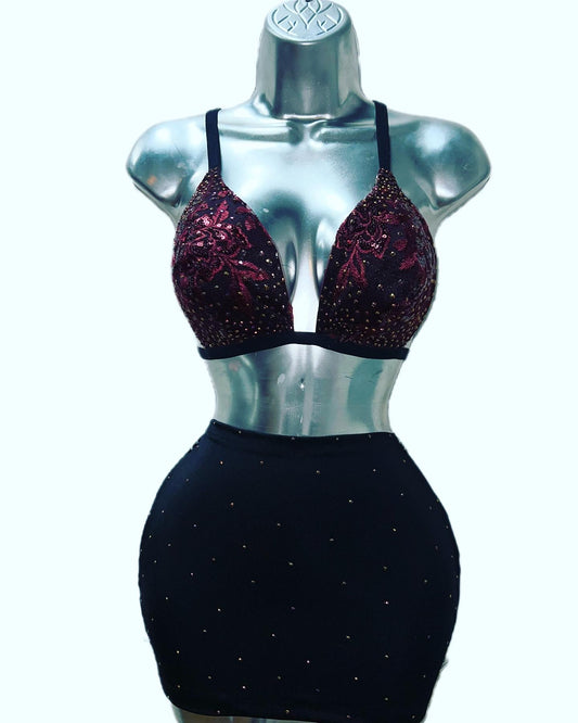 Two Piece Bra Skirt Set