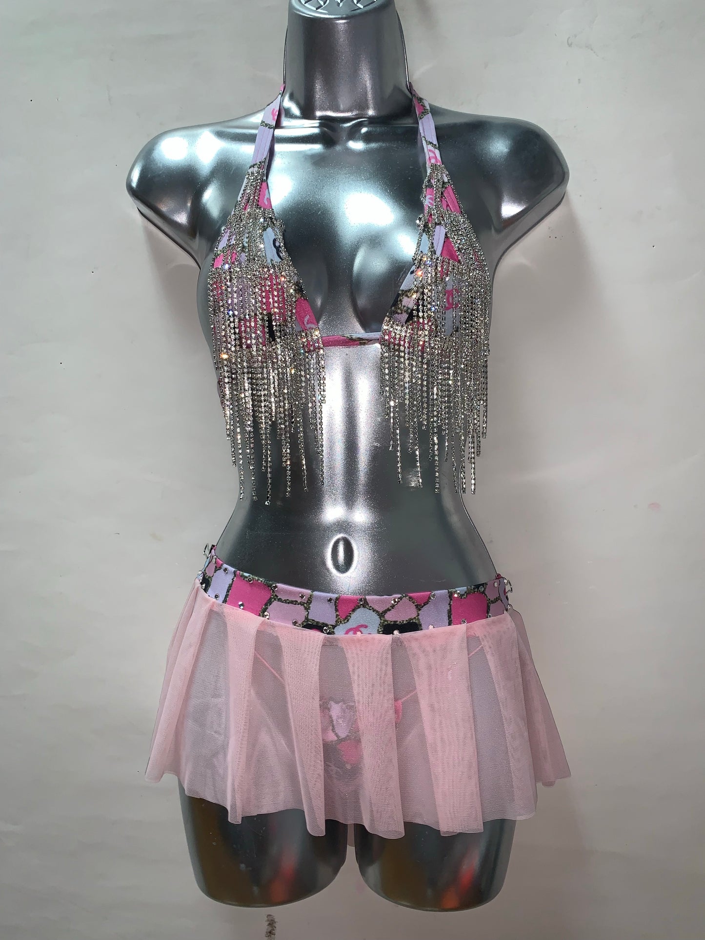 RHINESTONE FRINGE THREE PIECE SET