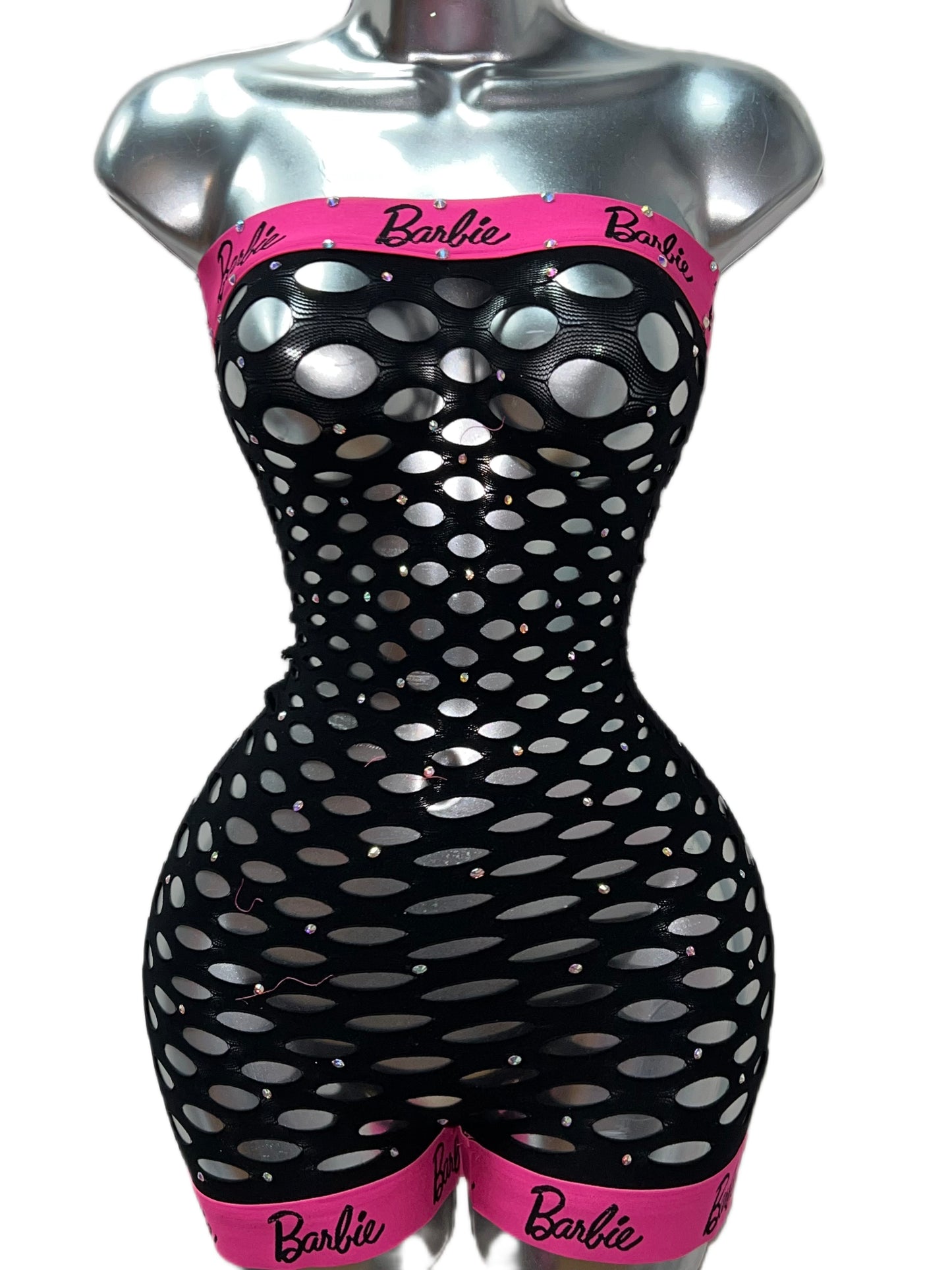 PINK AND BLACK ONE PIECE SHORTS SET