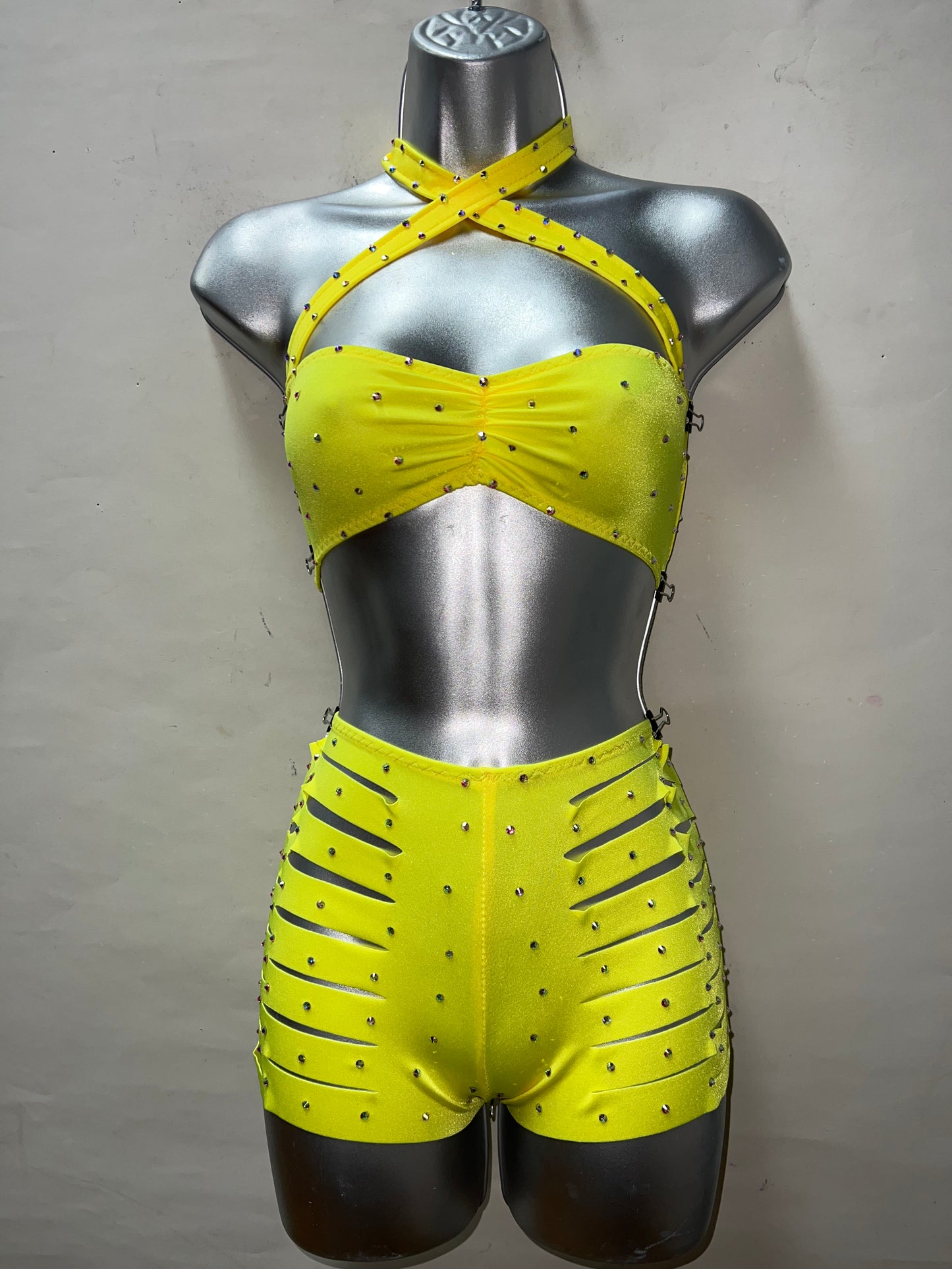 Two Piece High Waist Slit Short Set