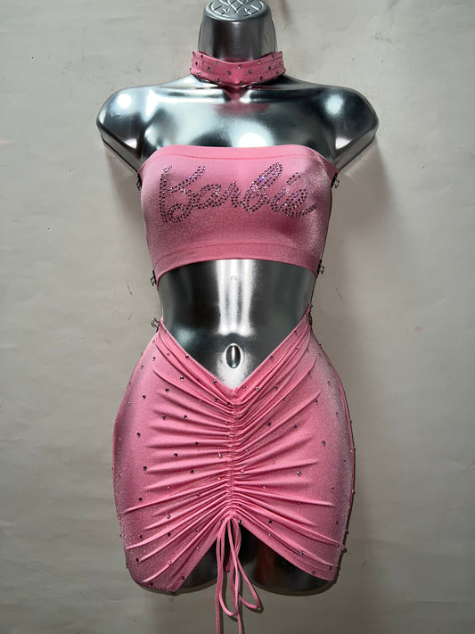 Three Piece Pink Skirt Set