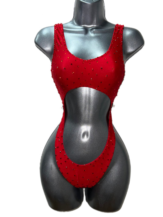 RED RHINESTONE BODYSUIT