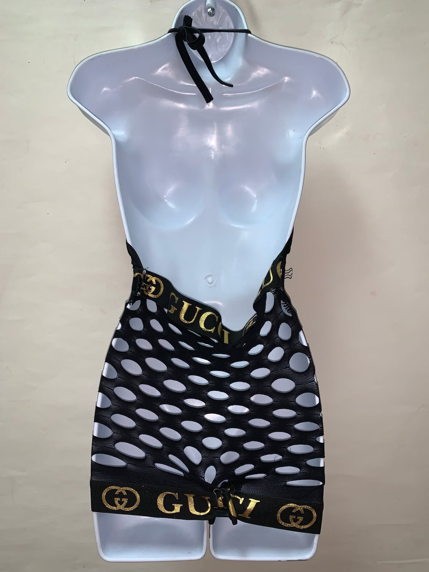 RHINESTONE BLACK ONE PIECE SHORTS