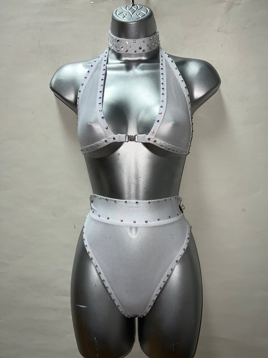 Three Piece High Waist White Set