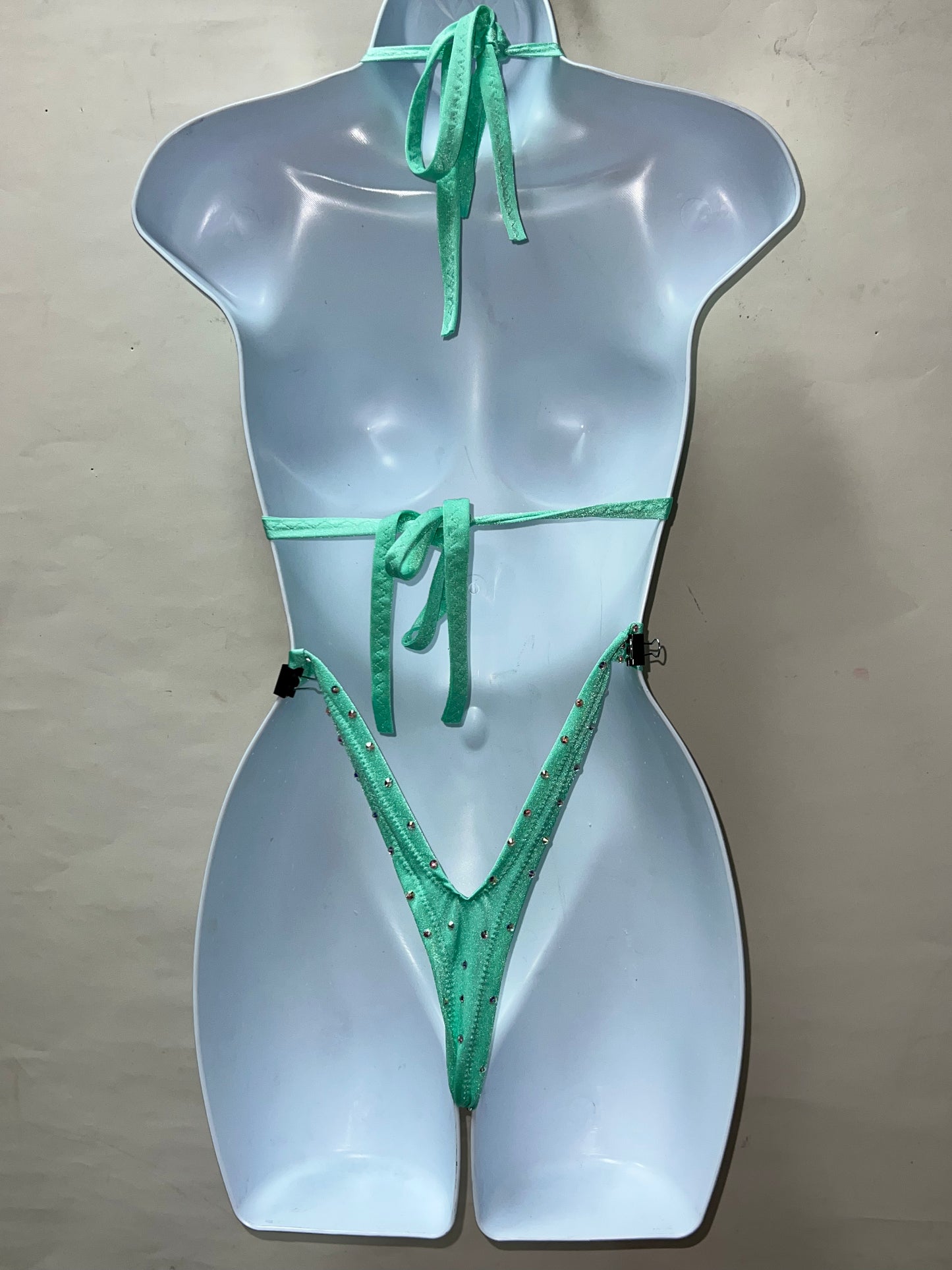 Two Piece Mint Fringe Set