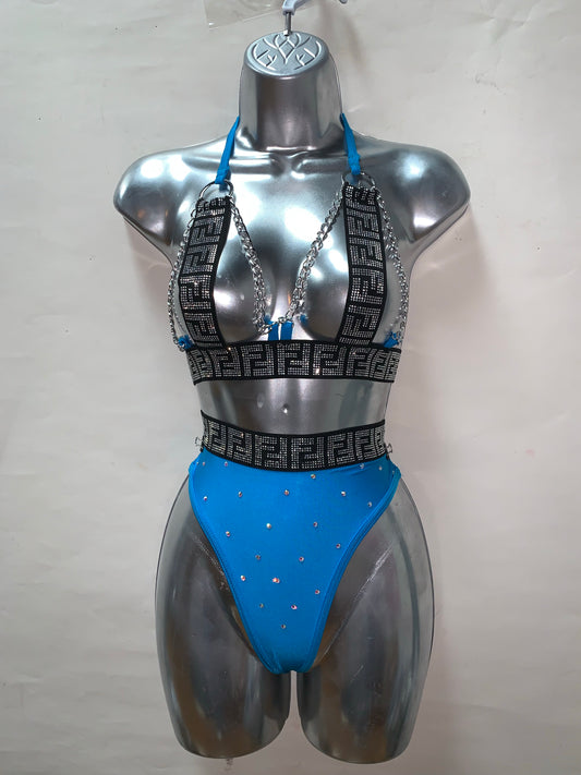 TWO PIECE BLUE HIGH WAIST