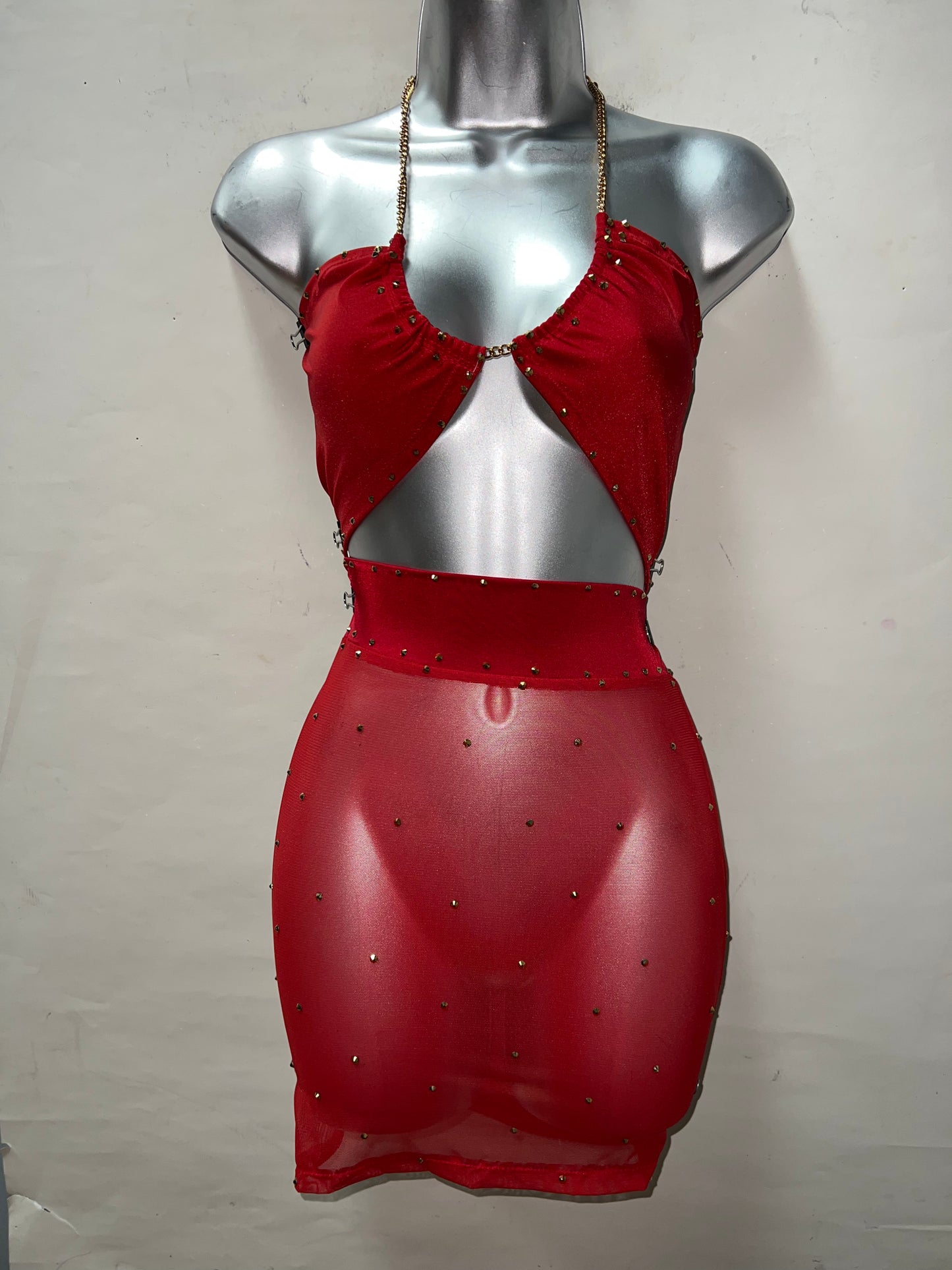 Two Piece Red Skirt Set