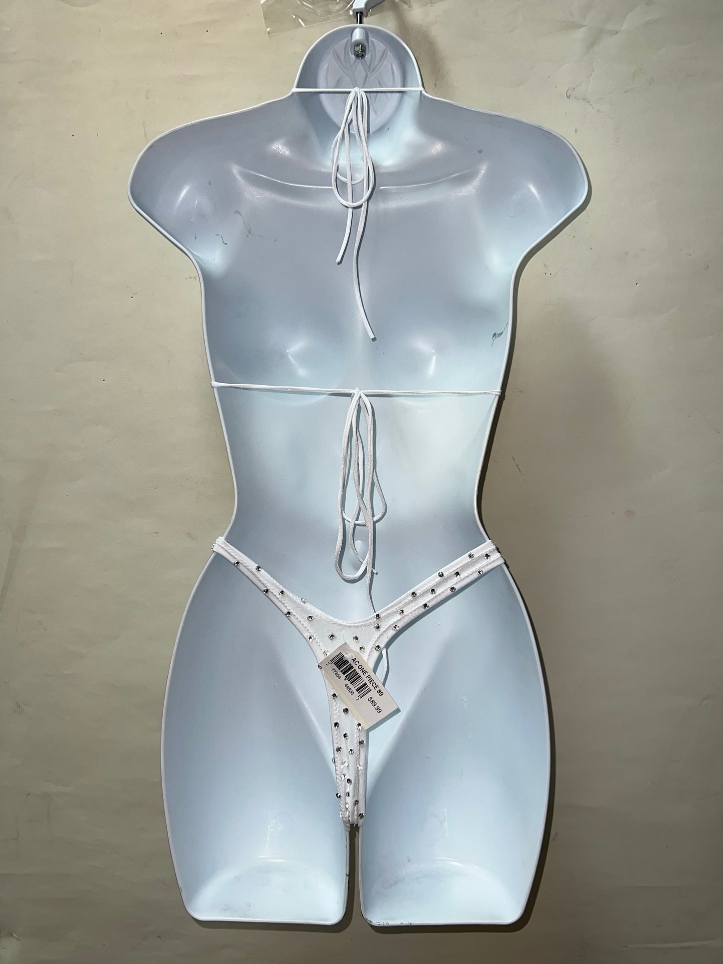 Two Piece Silver/White Thong Short Set