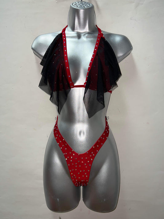 RED AND BLACK TWO PIECE